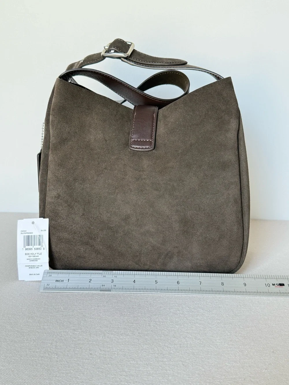 NWT Coach Hadley Convertible Shoulder Crossbody Bag Suede Espresso Brown Styled